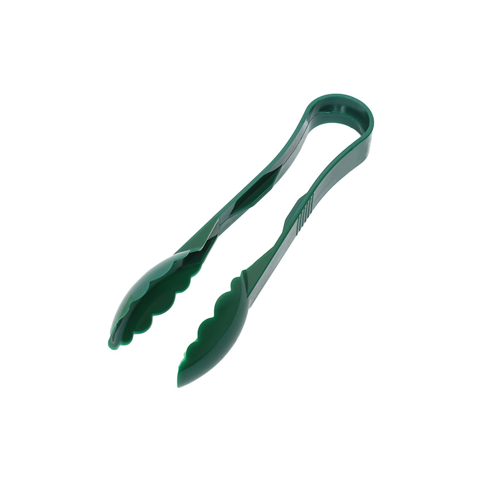 9" x 3" x 1-5/8", Scallop Grip Tong, Green Color, Polycarbonate, One-Piece, Dishwasher Safe, Break-Resistant, Shatter-Resistant, Color Coded, No Microwave, No Oven, NSF