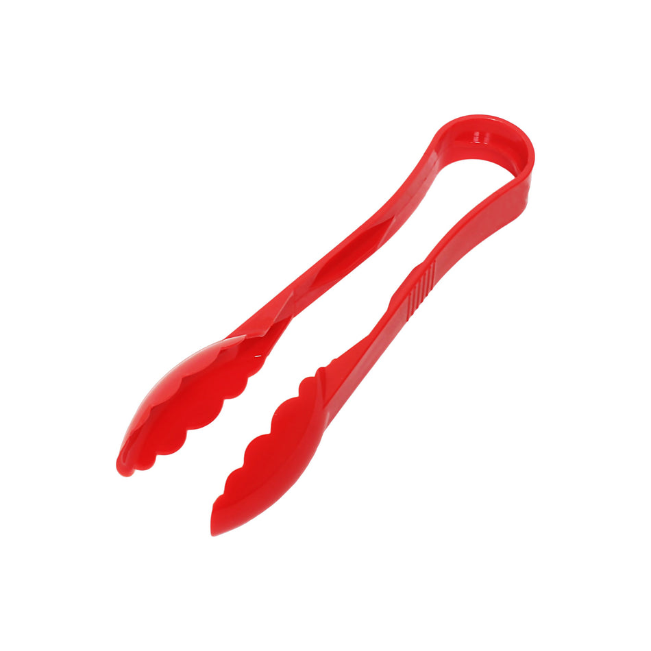 9" x 3" x 1-5/8", Scallop Grip Tong, Red Color, Polycarbonate, One-Piece, Dishwasher Safe, Break-Resistant, Shatter-Resistant, Color Coded, No Microwave, No Oven, NSF