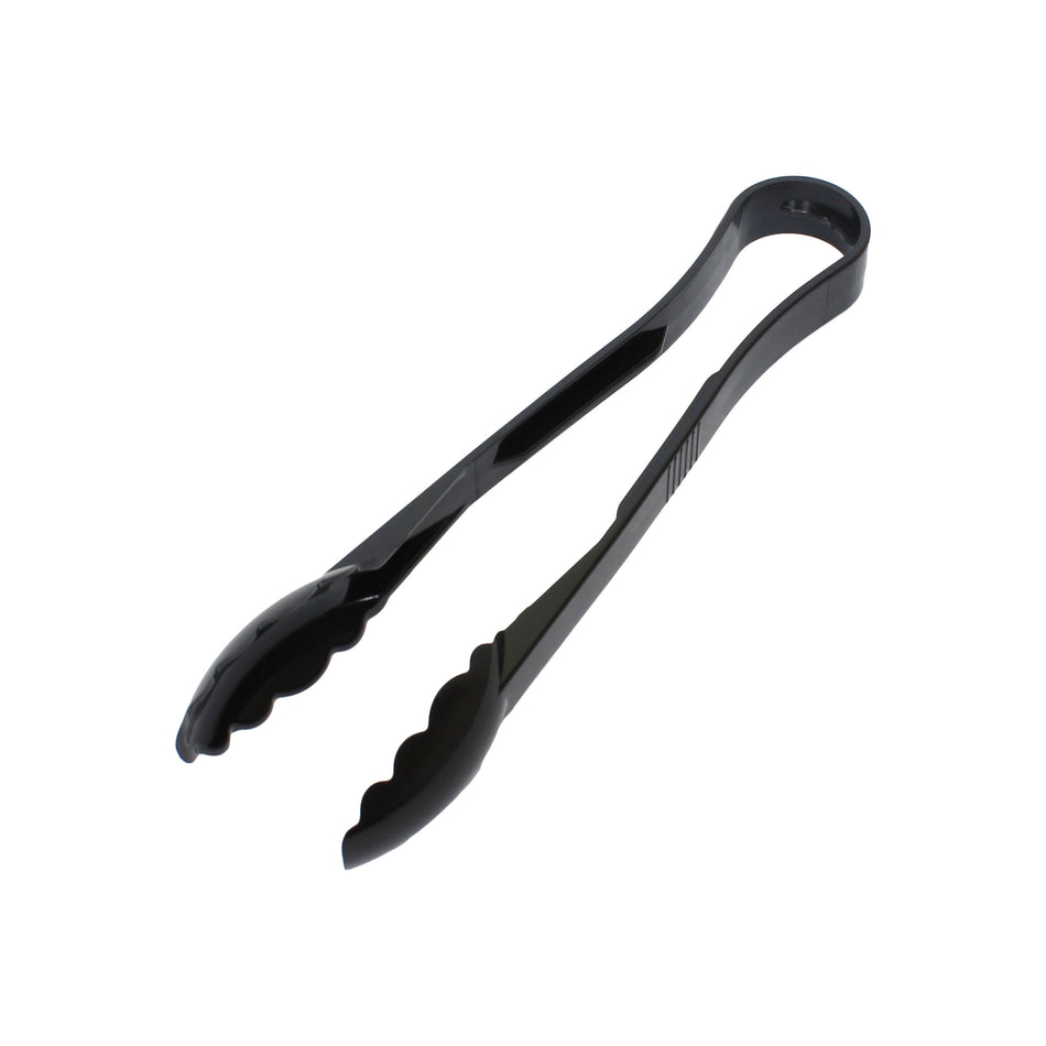 12" x 3-3/8" x 1-3/4", Scallop Grip Tong, Black Color, Polycarbonate, One-Piece, Dishwasher Safe, Break-Resistant, Shatter-Resistant, Color Coded, No Microwave, No Oven, NSF