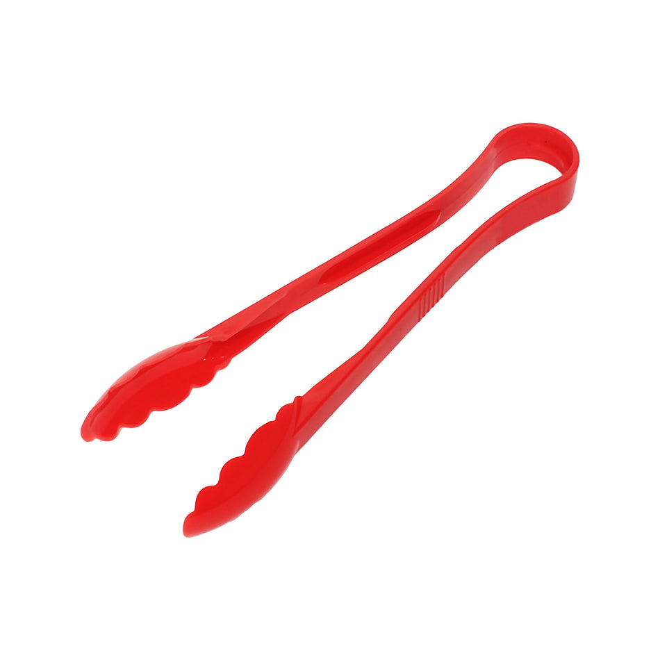 12" x 3-3/8" x 1-3/4", Scallop Grip Tong, Red Color, Polycarbonate, One-Piece, Dishwasher Safe, Break-Resistant, Shatter-Resistant, Color Coded, No Microwave, No Oven, NSF