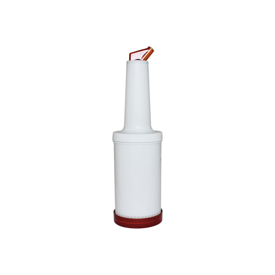 3-3/4" x 3-3/4" x 13-1/8", 1 qt Liquor Storer and Pour Bottle, Brown Color, Acrylonitrile Butadiene Styrene Pourer with Polypropylene Body & Lid