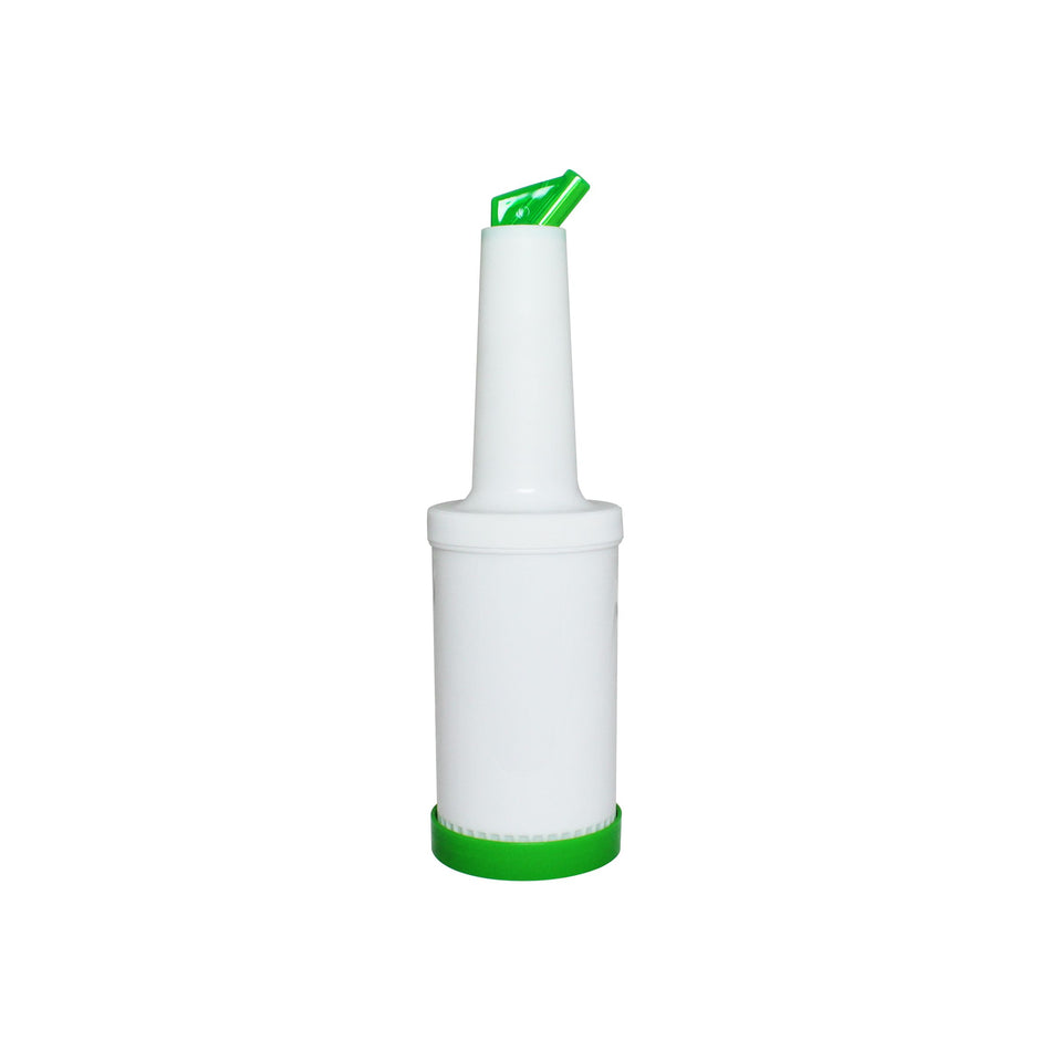 3-3/4" x 3-3/4" x 13-1/8", 1 qt Liquor Storer and Pour Bottle, Green Color, Acrylonitrile Butadiene Styrene Pourer with Polypropylene Body & Lid