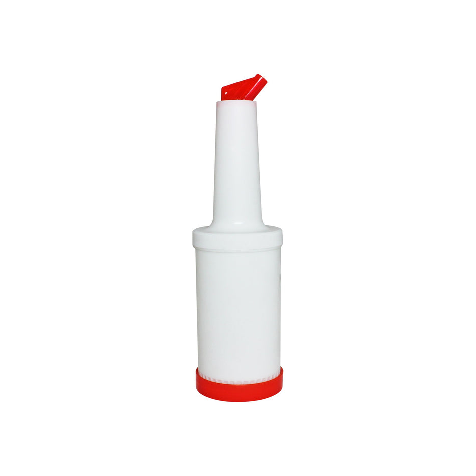 3-3/4" x 3-3/4" x 13-1/8", 1 qt Liquor Storer and Pour Bottle, Orange Color, Acrylonitrile Butadiene Styrene Pourer with Polypropylene Body & Lid