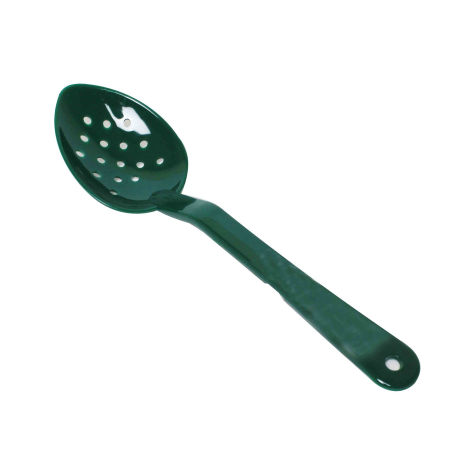 12 Pack 11" x 2-7/8" x 1-3/4", Perforated Serving Spoon, Green Color, Polycarbonate, One-Piece, Dishwasher Safe, Break-Resistant, Shatter-Resistant, Color Coded, No Microwave, No Oven, NSF