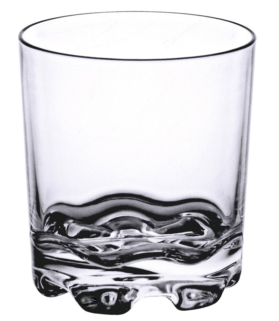 12 oz Rock Glass, Clear Color, Polycarbonate, Footed Heavy Base, Pyramid Stacking Style, Dishwasher Safe, Break-Resistant, Shatter-Resistant, No Microwave, No Oven
