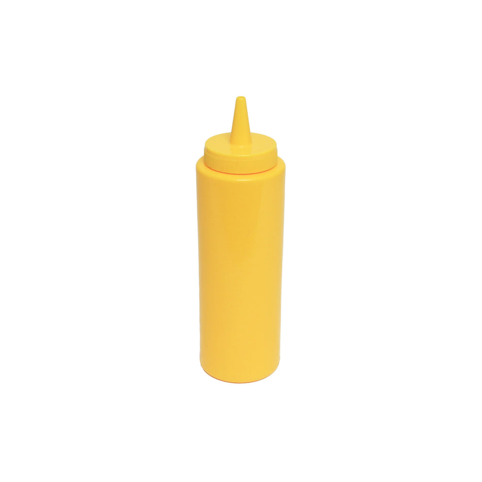 12 Pack 8 oz, 2" Diameter x 7" Height, Squeeze Bottle, Yellow Color, Polyethylene Bottle with Polypropylene Cap, Temperature withhold for Cap: 194��F, Easy Cleaning and Refilling, Temperature withhold for Bottle: 158��F