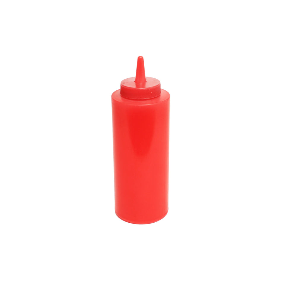 12 Pack 12 oz, 2-4/9" Diameter x 7" Height, Squeeze Bottle, Red Color, Polyethylene Bottle with Polypropylene Cap, Temperature withhold for Cap: 194��F, Easy Cleaning and Refilling, Temperature withhold for Bottle: 158��F