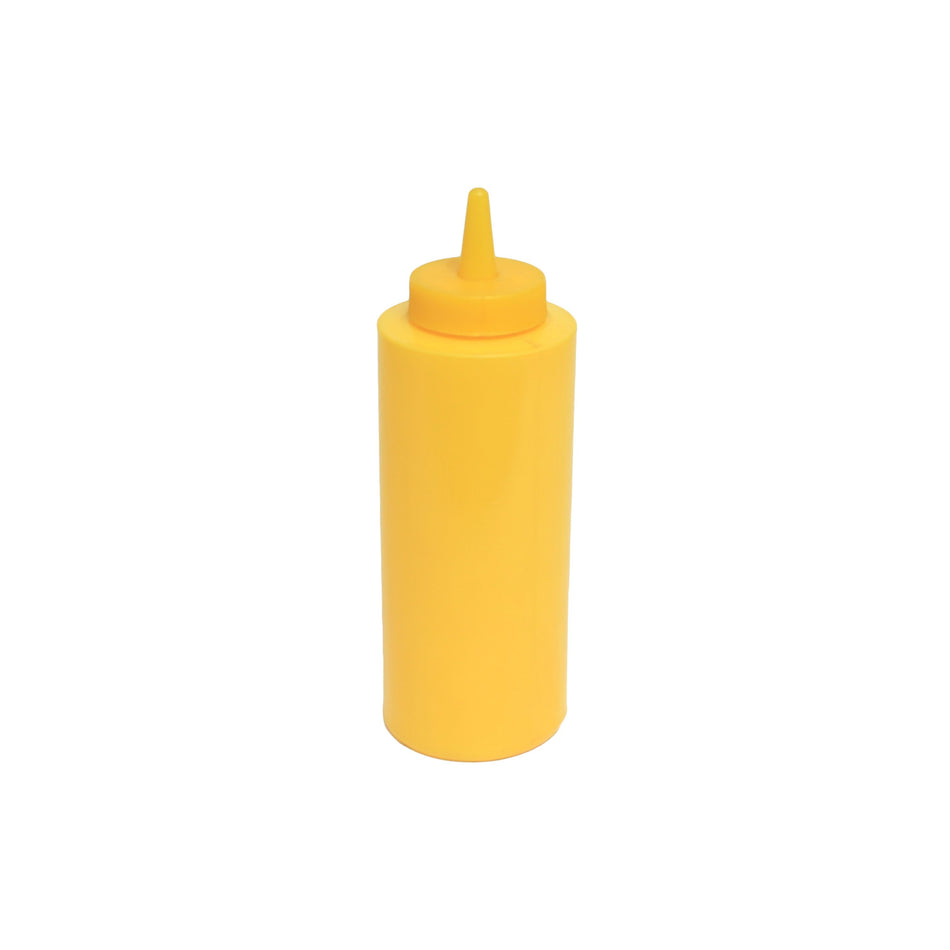 12 Pack 12 oz, 2-4/9" Diameter x 7" Height, Squeeze Bottle, Yellow Color, Polyethylene Bottle with Polypropylene Cap, Temperature withhold for Cap: 194��F, Easy Cleaning and Refilling, Temperature withhold for Bottle: 158��F