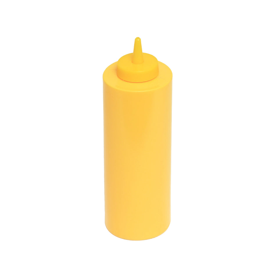 12 Pack 24 oz, 2-7/8" Diameter x 9-1/2" Height, Yellow Color, Polyethylene Bottle with Polypropylene Cap, Temperature withhold for Cap: 194��F, Easy Cleaning and Refilling, Temperature withhold for Bottle: 158��F