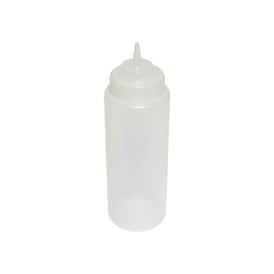 32 oz, 3-1/8" Diameter x 10-3/8" Height, Wide-Mouth Squeeze Bottle, Clear Color (6PC/PK), Polyethylene Bottle with Polypropylene Cap, Temperature withhold for Cap: 194˚F, Easy Cleaning and Refilling, Temperature withhold for Bottle: 158˚F