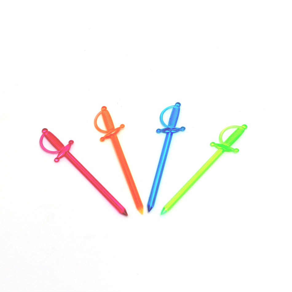 96 Pack Per Case, 3" Sword Picks, Assorted Color (Pack of 500), Polystyrene