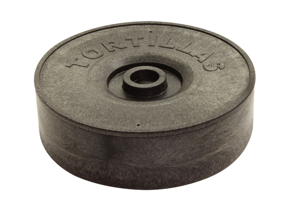8-1/2" Diameter x 2-3/8" Height with 8-1/2" Diameter x 2/3" Height Lid, and 3" Diameter Knob, Tortilla Warmer, Black Color, Polypropylene with Fiber Glass
