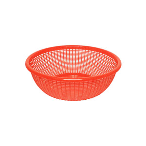 8" Diameter x 2-7/8" Height, Round Perforated Wash Basket, Polypropylene, Comes in Assorted Red and Blue Colors, Made in Taiwan