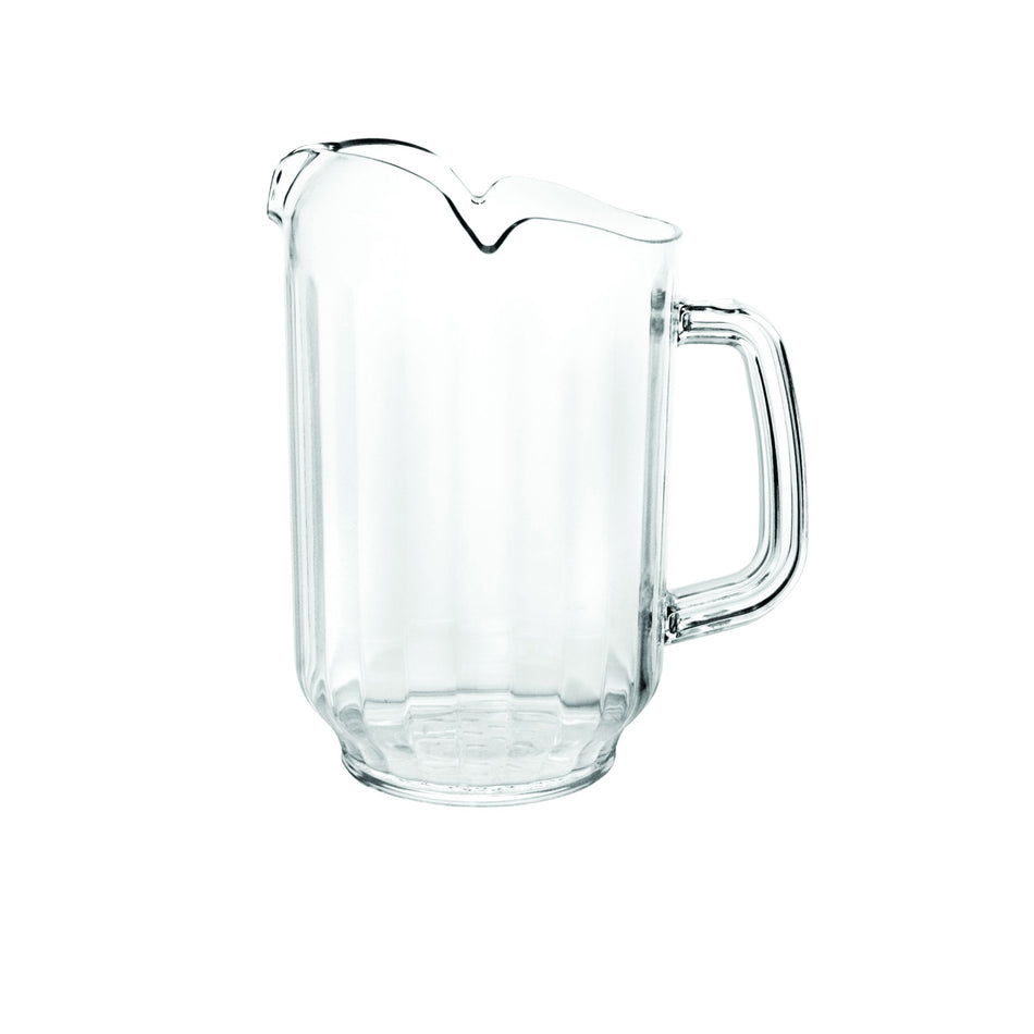 32 oz Three Spouts Water Pitcher, Clear Color, Polycarbonate, Dishwasher Safe, Break-Resistant, Shatter-Resistant, No Microwave, No Oven, NSF