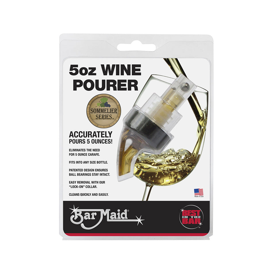Winco BMP-500RAC Bar Maid 5 oz Wine Pourer, Amber with Black Collar