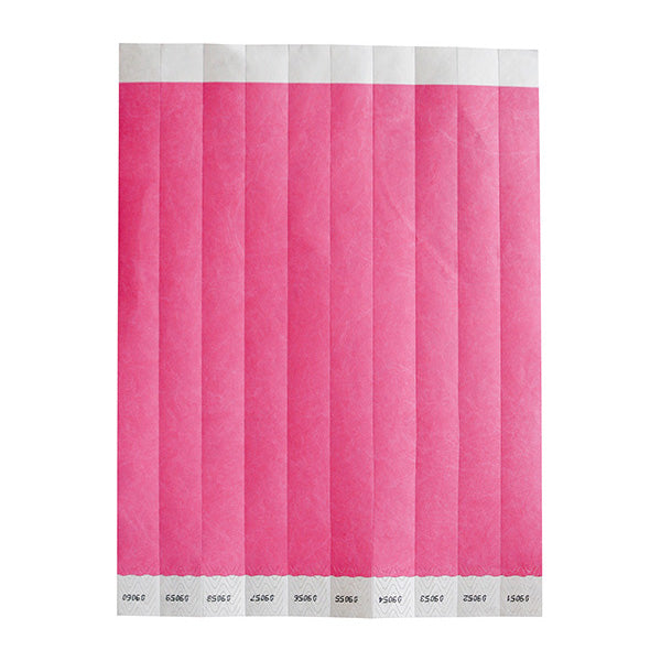 Winco WB-100PI-S Bar Maid Waterproof Tear-Free Wristbands - Pink Solid (500 Pieces/Pack)