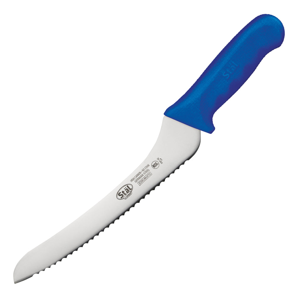 Winco KWP-92U 14-1/4 Inch O.A.L. 9 Inch Blade Offset Knife High Carbon Steel Blue Handle