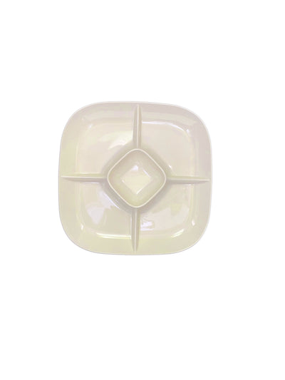 Thunder Group PS1515V 15 Inch Square Chip and Dip Platter Beige Melamine 5 Compartment