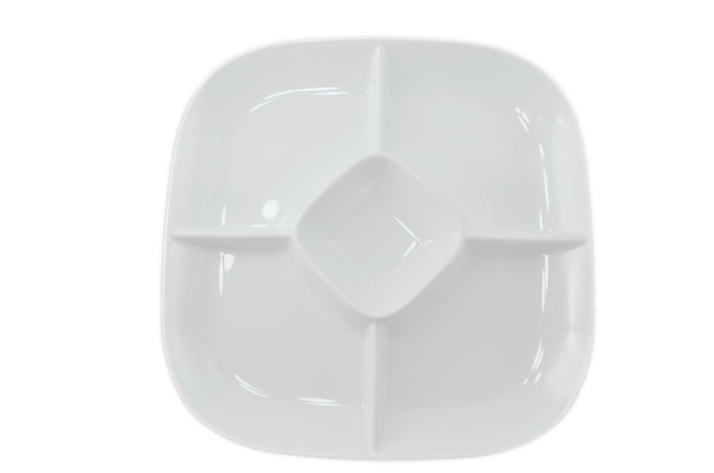 Thunder Group PS1515W 15 Inch Chip and Dip Platter Break Resistant Melamine White