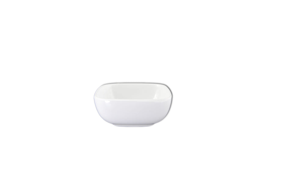 5 oz, 3-1/2" x 3-1/2", 1-1/2" Deep, Round Square Bowl, Passion White, Melamine, BPA Free, Dishwasher Safe, Break-Resistant, Shatter-Resistant, No Microwave, No Oven, NSF
