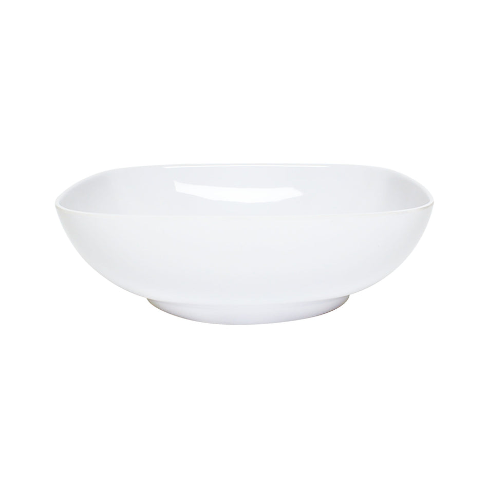 128 oz, 11" x 11", 3-1/2" Deep, Round Square Bowl, Passion White, Melamine, BPA Free, Dishwasher Safe, Break-Resistant, Shatter-Resistant, No Microwave, No Oven, NSF