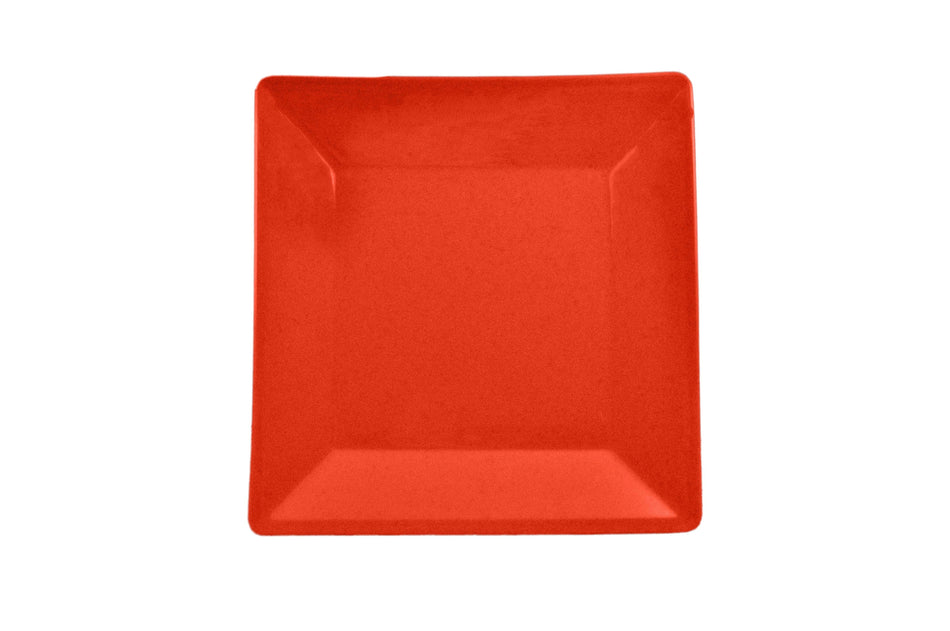 13-3/4" x 13-3/4", 1-1/8" Deep, Square Plate, Passion Red, Melamine, BPA Free, Dishwasher Safe, Break-Resistant, Shatter-Resistant, No Microwave, No Oven, NSF