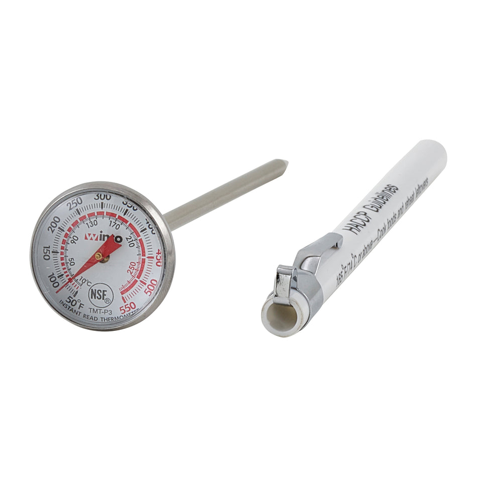Winco TMT-P3 Pocket Thermometer 1 Inch Dial Stainless Steel Probe with Case and Clip