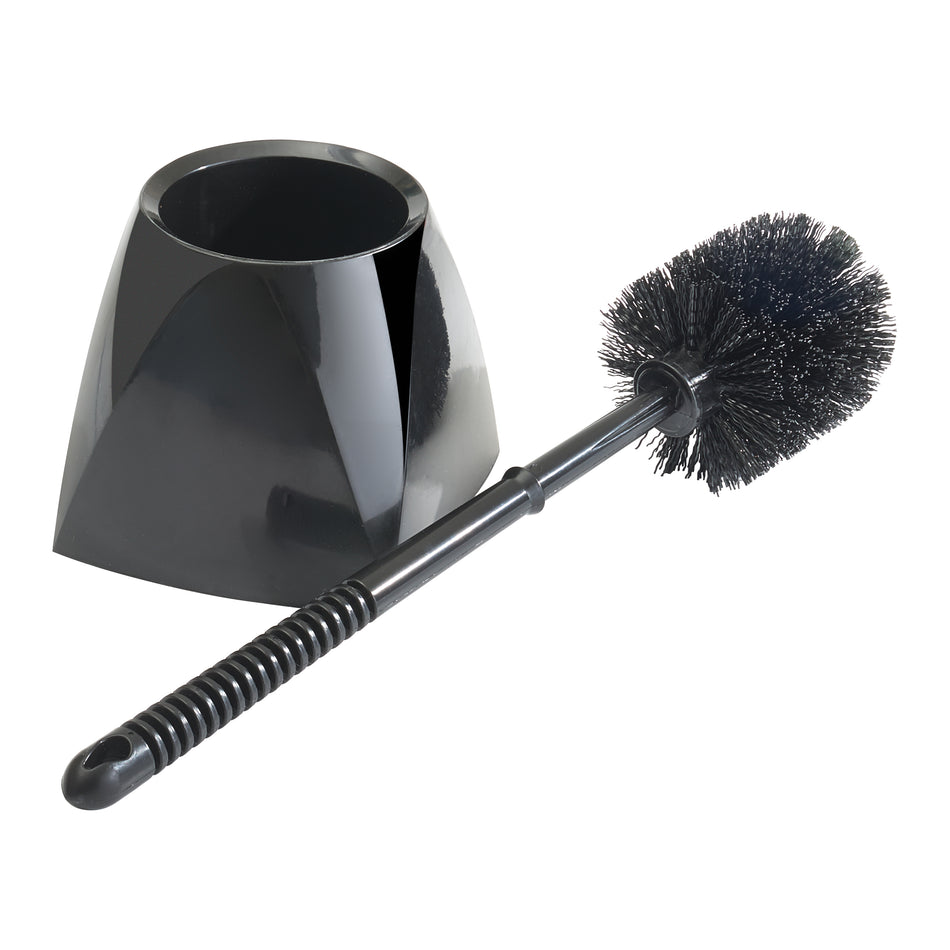 Winco BR-15SET-B 15 Inch Toilet Bowl Brush with Caddy PP Black 24 Packs
