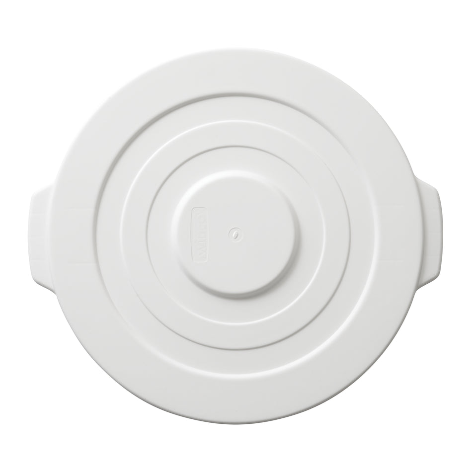 Winco PTCL-10W 17 Inch Lid Impact-Resistant HDPE White Trash Receptacle