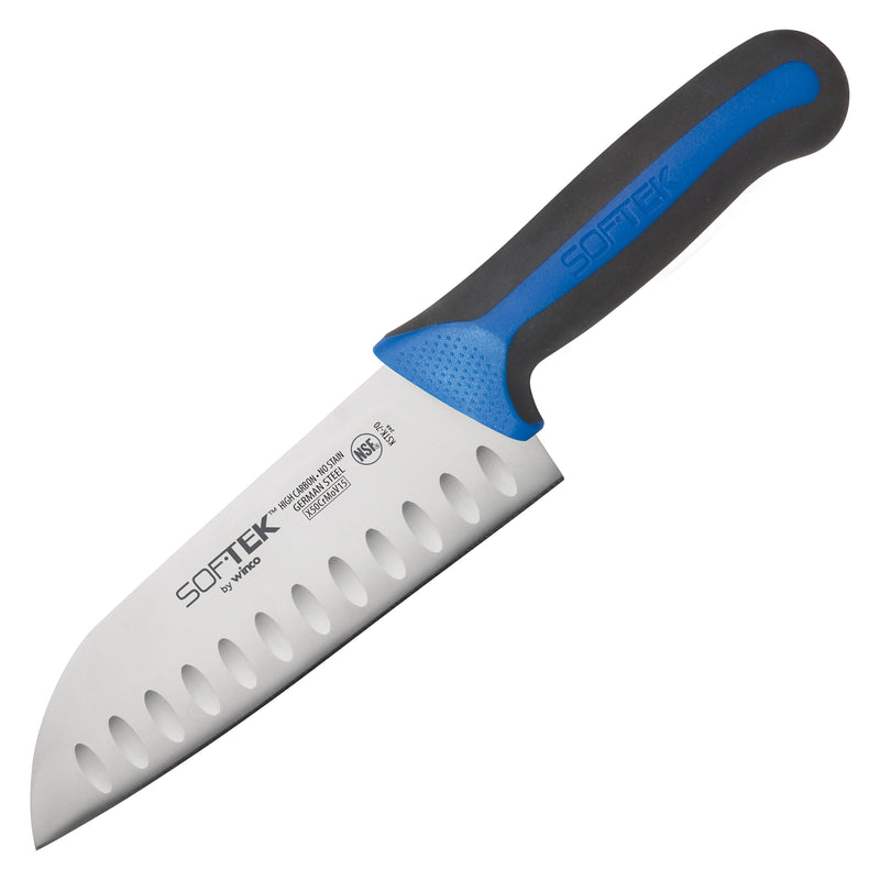 Winco KSTK-70 7 Inch High Carbon Santoku Chef Knife with Non-slip Handle