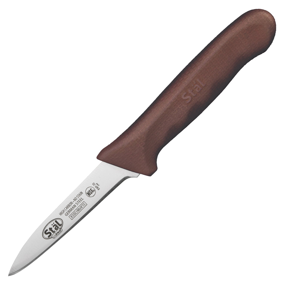 Winco KWP-30N 3-1/4 Inch Blade Polypropylene Handle Paring Knife Brown