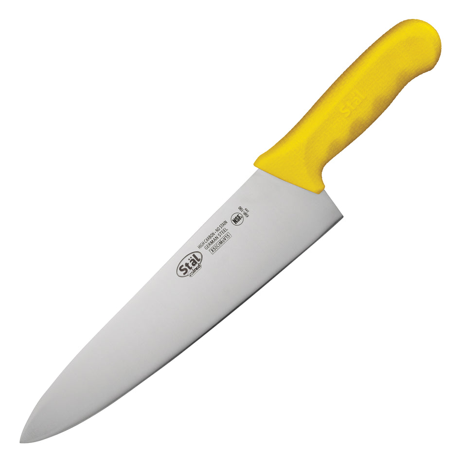 Winco KWP-100Y 10 Inch Blade Polypropylene Yellow Handle Chef's Knife