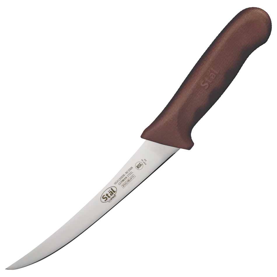 Winco KWP-60N 11-1/4 Inch Overall Length 6 Inch Blade Boning Knife Brown Polypropylene Handle High Carbon Stainless Steel