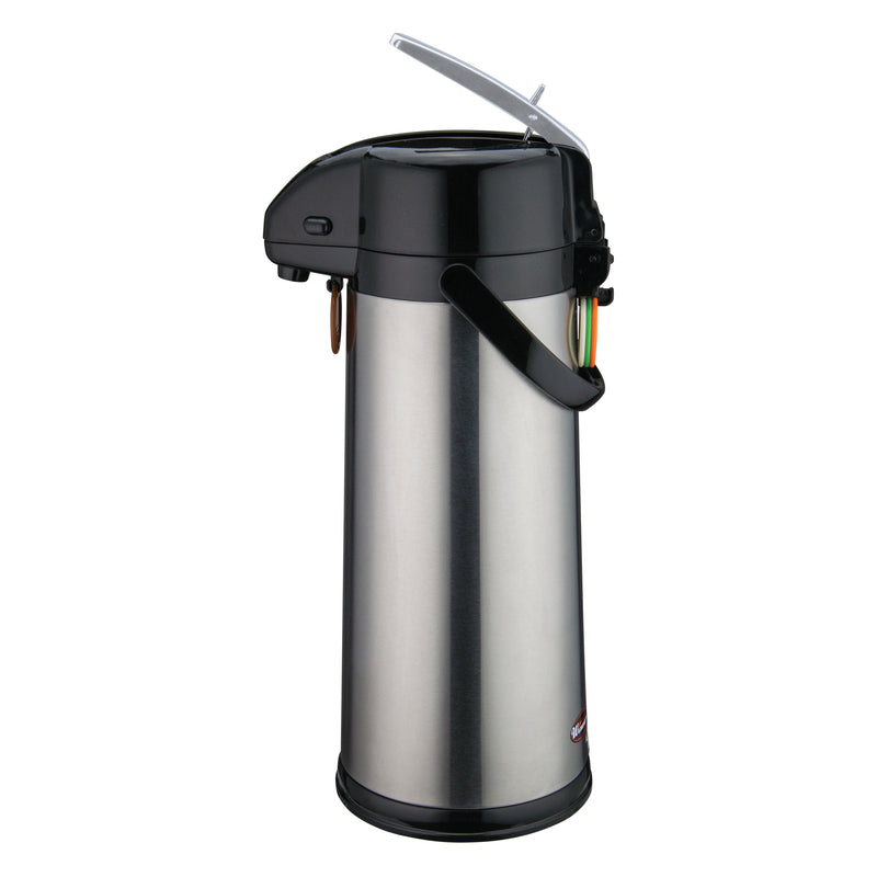 Winco AP-835 3.0 Liter Airpot Glass Liner Lever-Top Stainless Steel with Tags