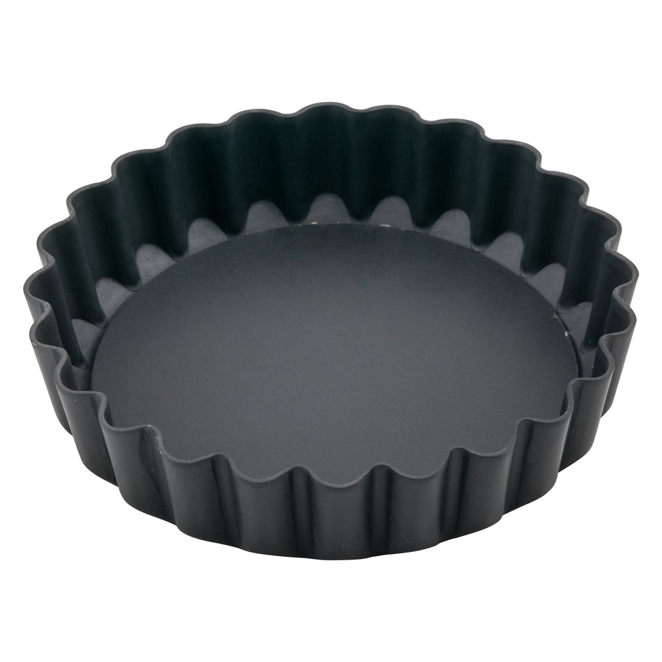 Winco FQP-4 4 Inch Quiche Pan Set Non-Stick Steel Removable Bottom