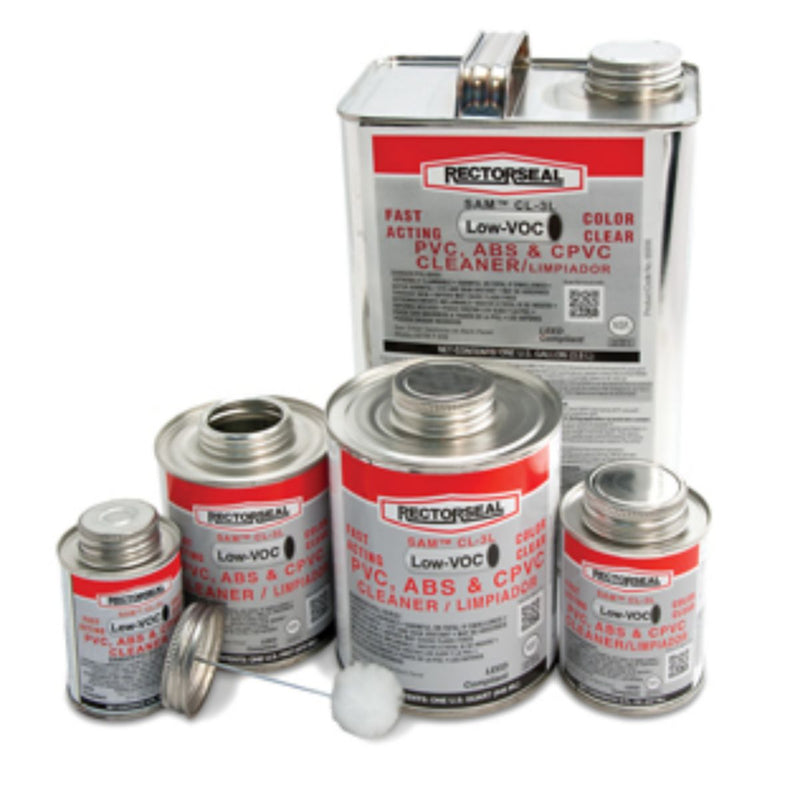 RectorSeal 55930, 1/2 Pint Sam™ CL3L PVC Clear Primer Low-VOC, 8 oz (236 ml)