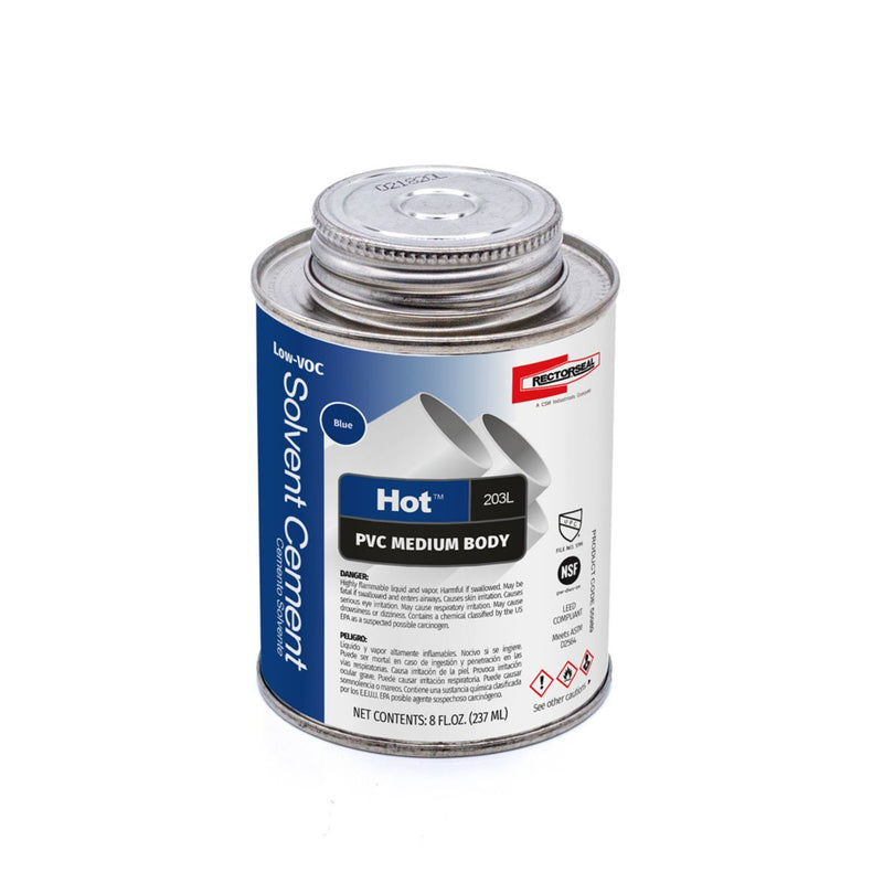 RectorSeal 55989, 1/2 Pint Hot™ 203L PVC Cement Low-VOC, 8 oz (236 ml)