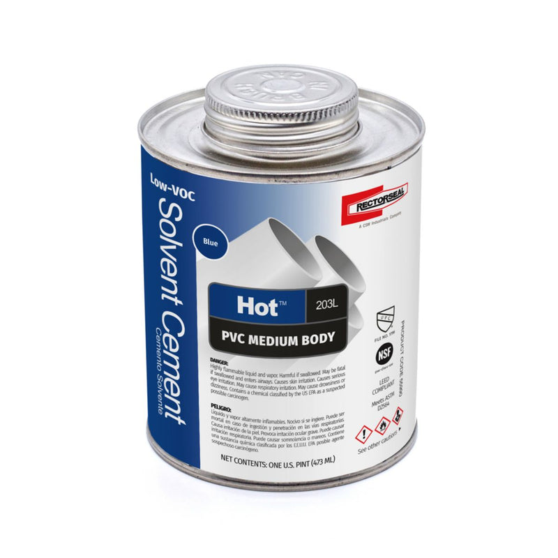 RectorSeal 55990, Pint Hot™ 203L PVC Cement Low-VOC, 4 oz