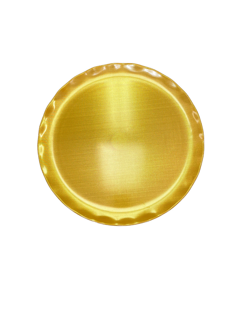 Thunder Group RF1016G 16 Inch Round Plate with Scallop Edge Melamine Gold Pearl