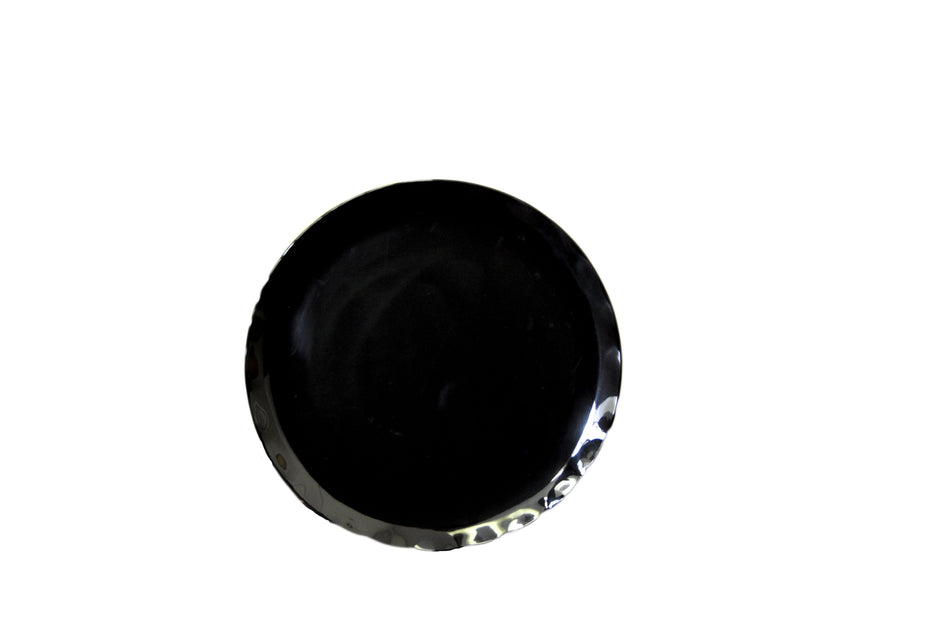 18" Diameter, Round Plate, Two Tone-Black Pearl & White, Melamine, BPA Free, Dishwasher Safe, Break-Resistant, Shatter-Resistant, No Microwave, No Oven, NSF