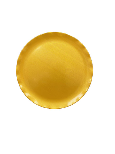 Thunder Group RF1018G 18 Inch Round Plate Scallop Edge Melamine Gold Pearl