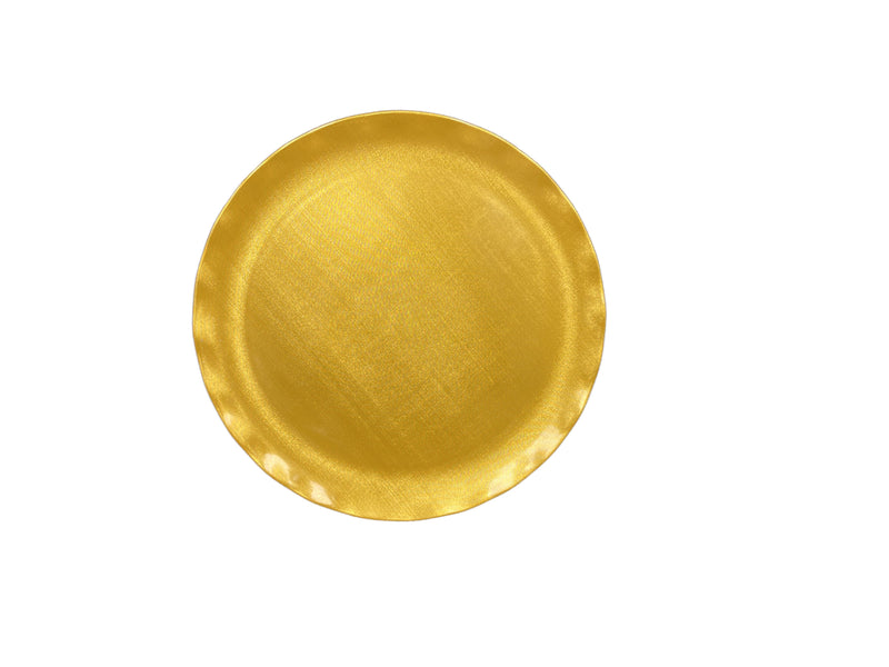 Thunder Group RF1020G 20 Inch Diameter Round Plate Scalloped Edge Melamine Gold