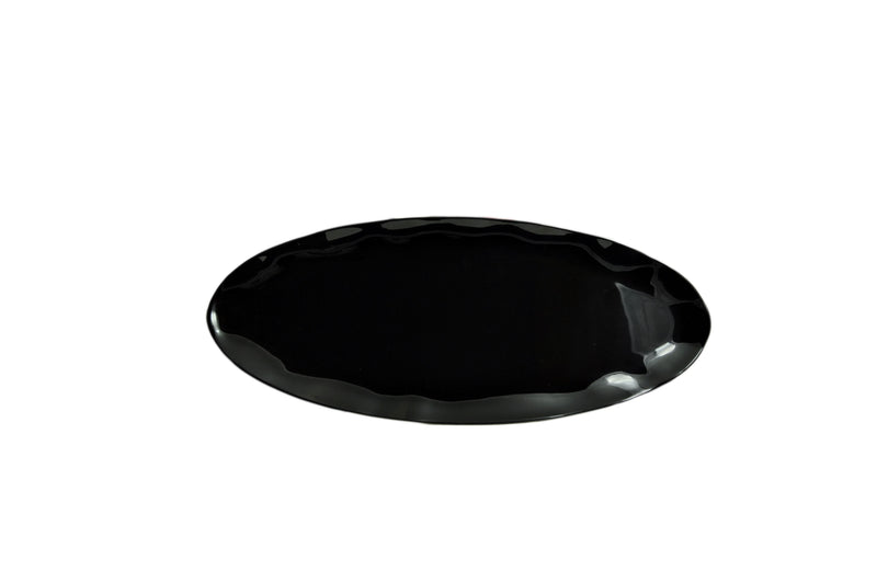 Thunder Group RF2024BW 24 Inch Platter Scallop Edge Black Pearl Melamine with Break-resistant