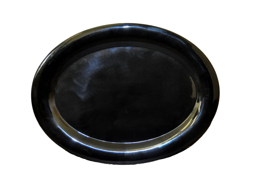 22" x 16-1/2" Platter, Two Tone-Black Pearl & White, Melamine, BPA Free, Dishwasher Safe, Break-Resistant, Shatter-Resistant, No Microwave, No Oven, NSF