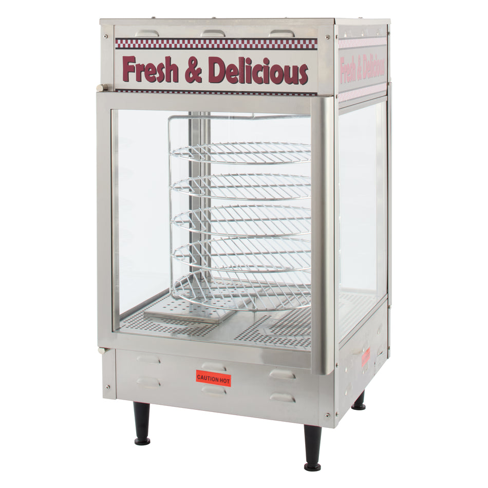 Winco 51012 19 Inch Three Tier Countertop Hot Food Display Case with Rotating Racks