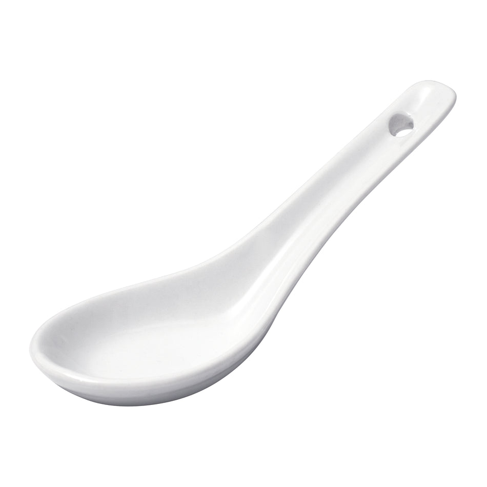 Winco ASS-55 Soup Spoon, White Porcelain, 72 Pieces/Case