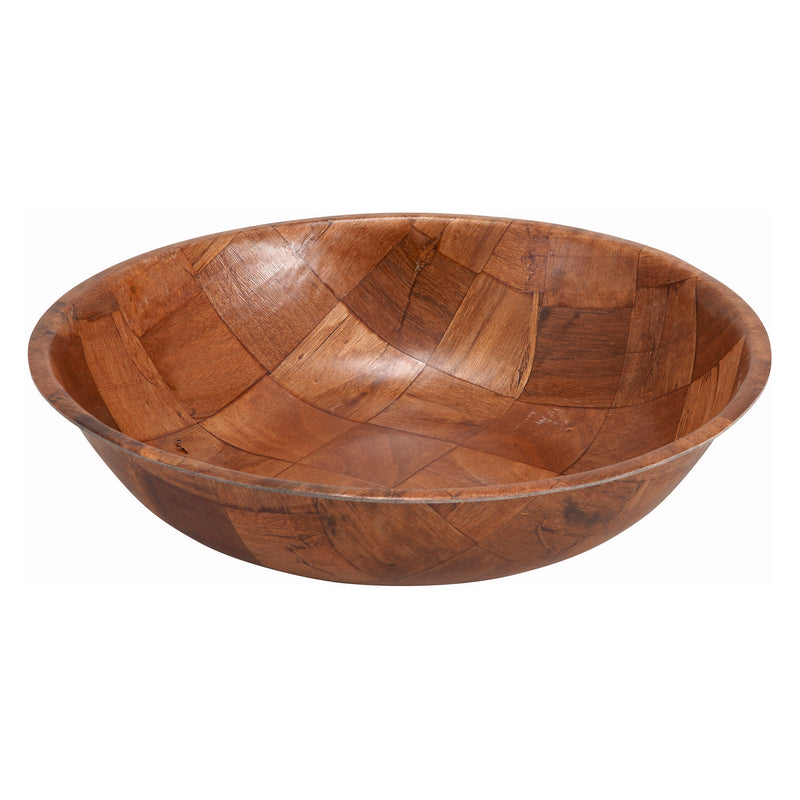 Winco WWB-12 12 Inch Diameter Round Salad Bowl Hand Wash Woven Wood