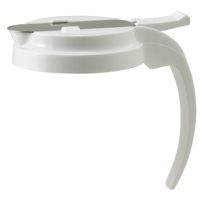 Replacement Lid for 32 oz and 48 oz Syrup Dispensers, White with Stainless Cover (Winco PSUD-WLID)