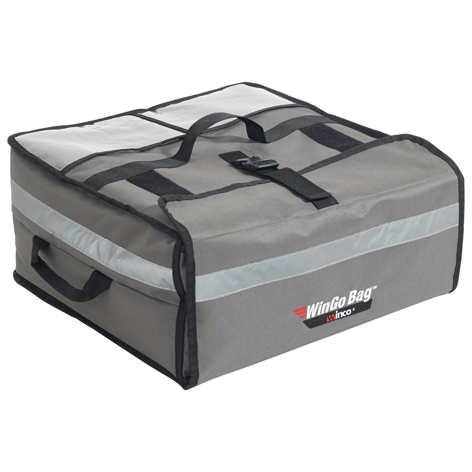 Winco BGPZ-2109 21-1/2 Inch Pizza Delivery Bag with Insulated Design Gray