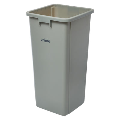 Winco PTCS-23G Square Trash Can 23 Gallon Gray LDPE Indoor Waste Receptacle